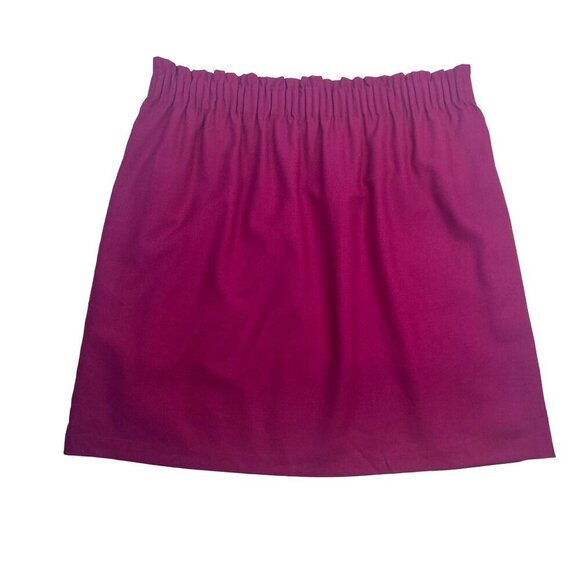 J Crew Elastic Waist Lined Skirt Plum Color Size 14 Career Preppy Minimalist - Picture 2 of 4
